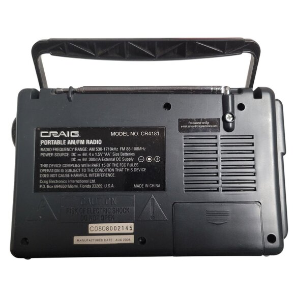 Vintage Craig Portable AM/FM Radio CR4181 - Battery Or DC Powered - Picture 2 of 10